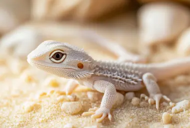 a newborn bearded dragon tapping around in his tank