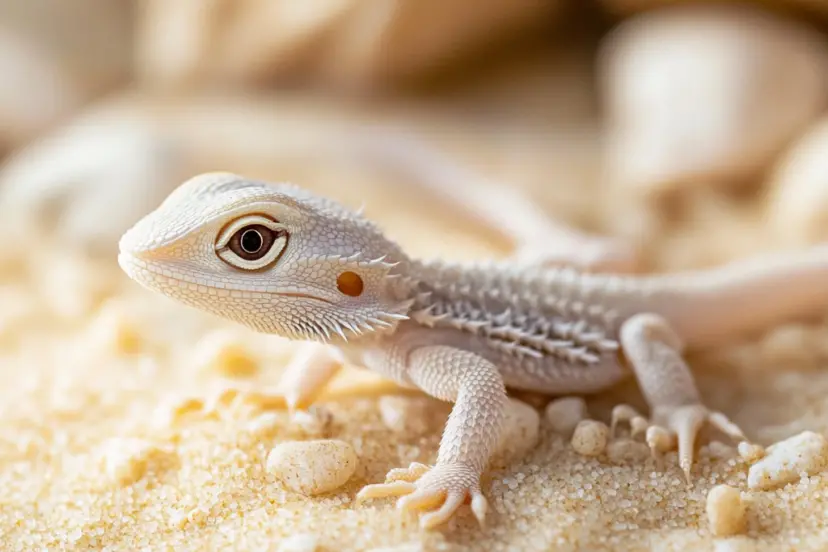 a newborn bearded dragon tapping around in his tank