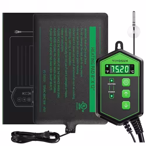 VIVOSUN Reptile Heating Pad 8x12 Inch with Thermostat Combo