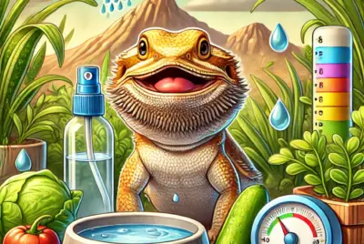 a sketch of a bearded dragon with perfect hydration opportunities