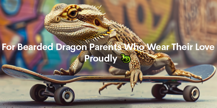 a bearded dragon surfing on a skateboard