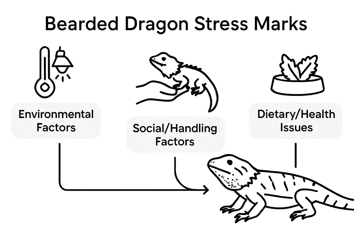 Infographic on causes of bearded dragon stress marks