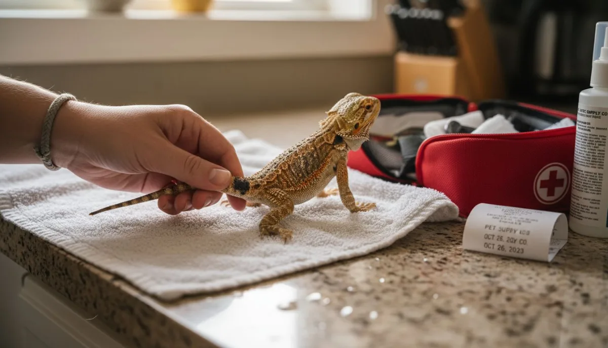 Owner inspecting dragon tail for rot symptoms