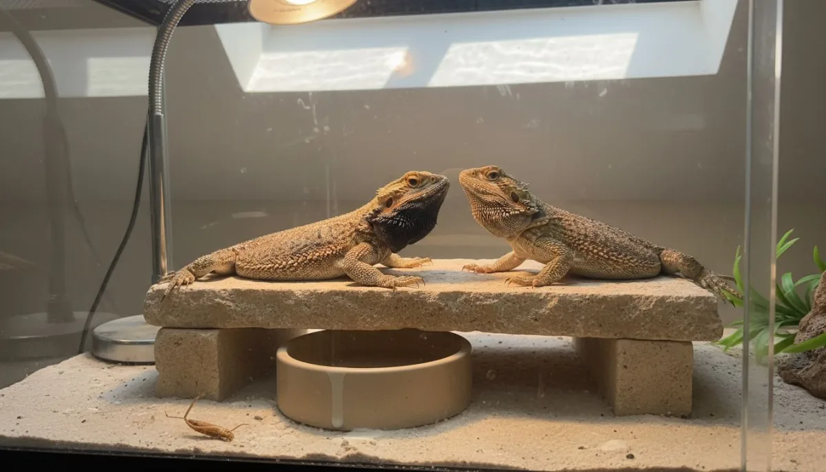 Courtship display between two bearded dragons
