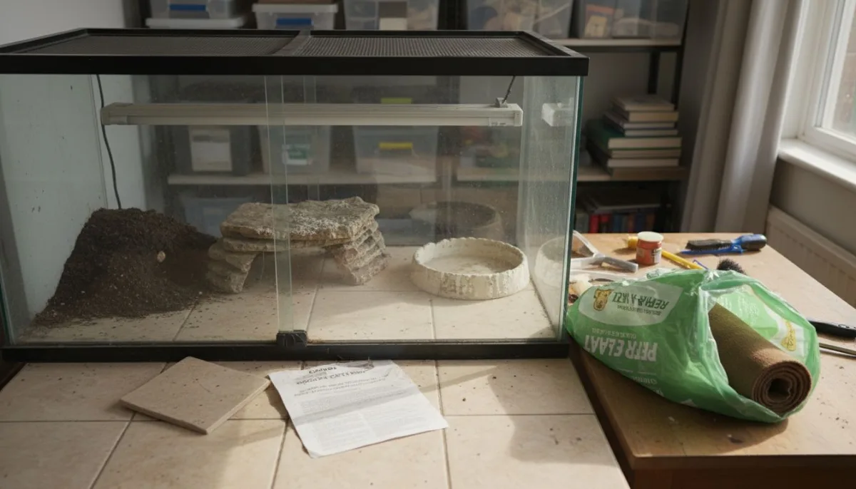 Materials used in bearded dragon habitat setup