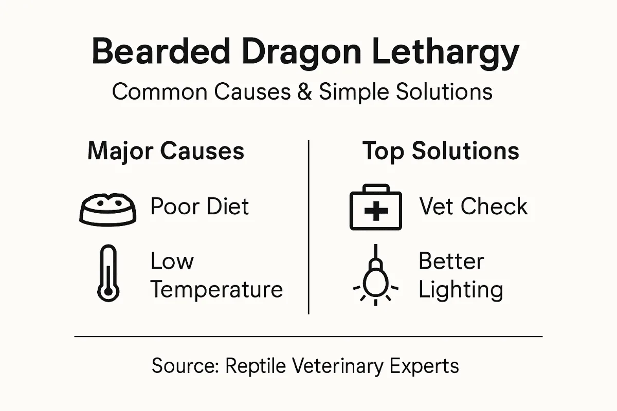 Infographic on bearded dragon lethargy causes and solutions