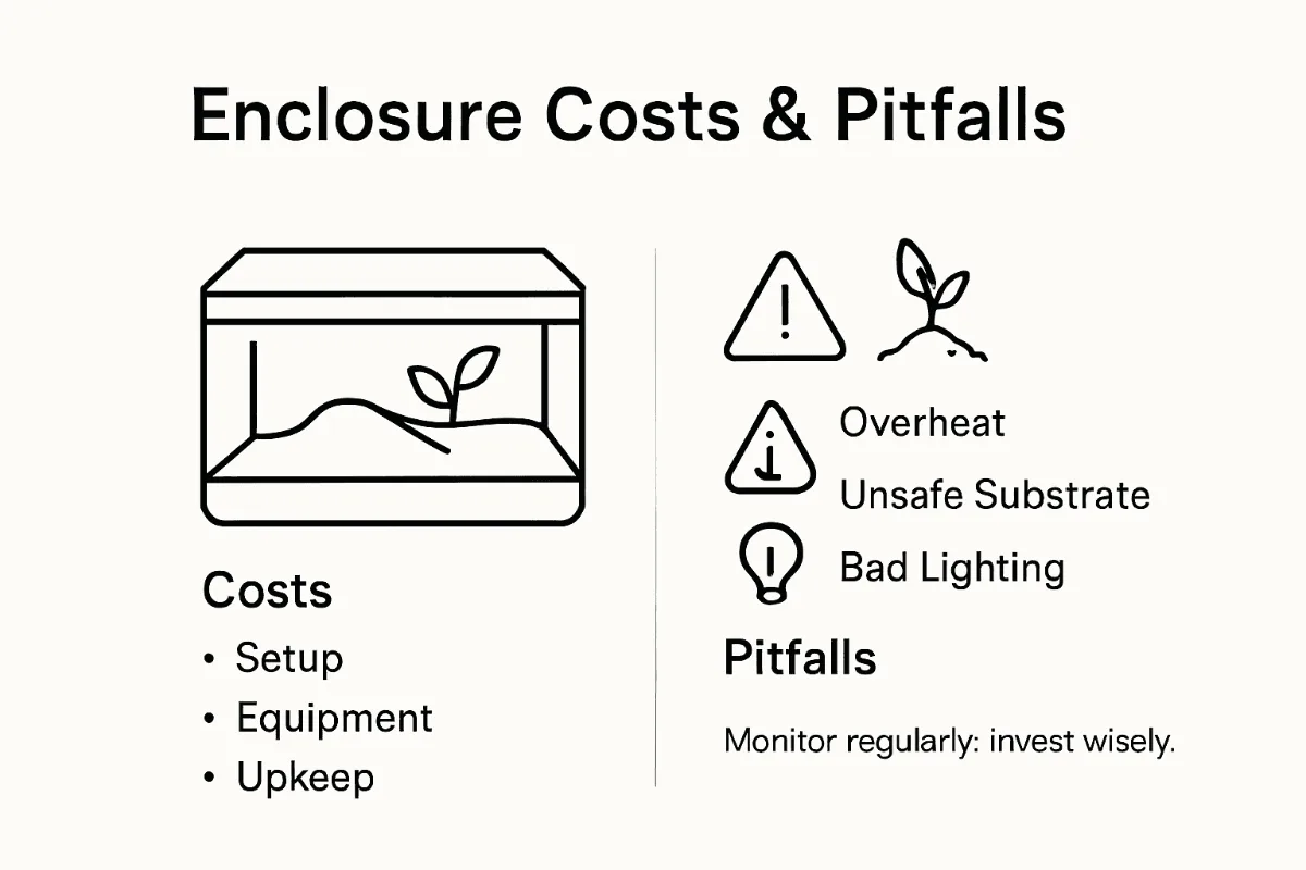 Infographic showing costs and common enclosure mistakes